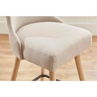 StyleWell Benfield Biscuit Beige Upholstered Counter Stools with Back (Set of 2) Jones CS NB