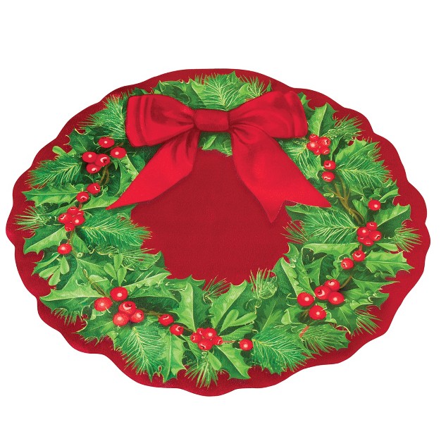 Collections Etc Festive Holiday Wreath Shaped Skid resistant Mat