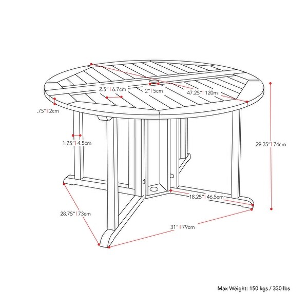 Miramar Outdoor Wood Folding Dining Table