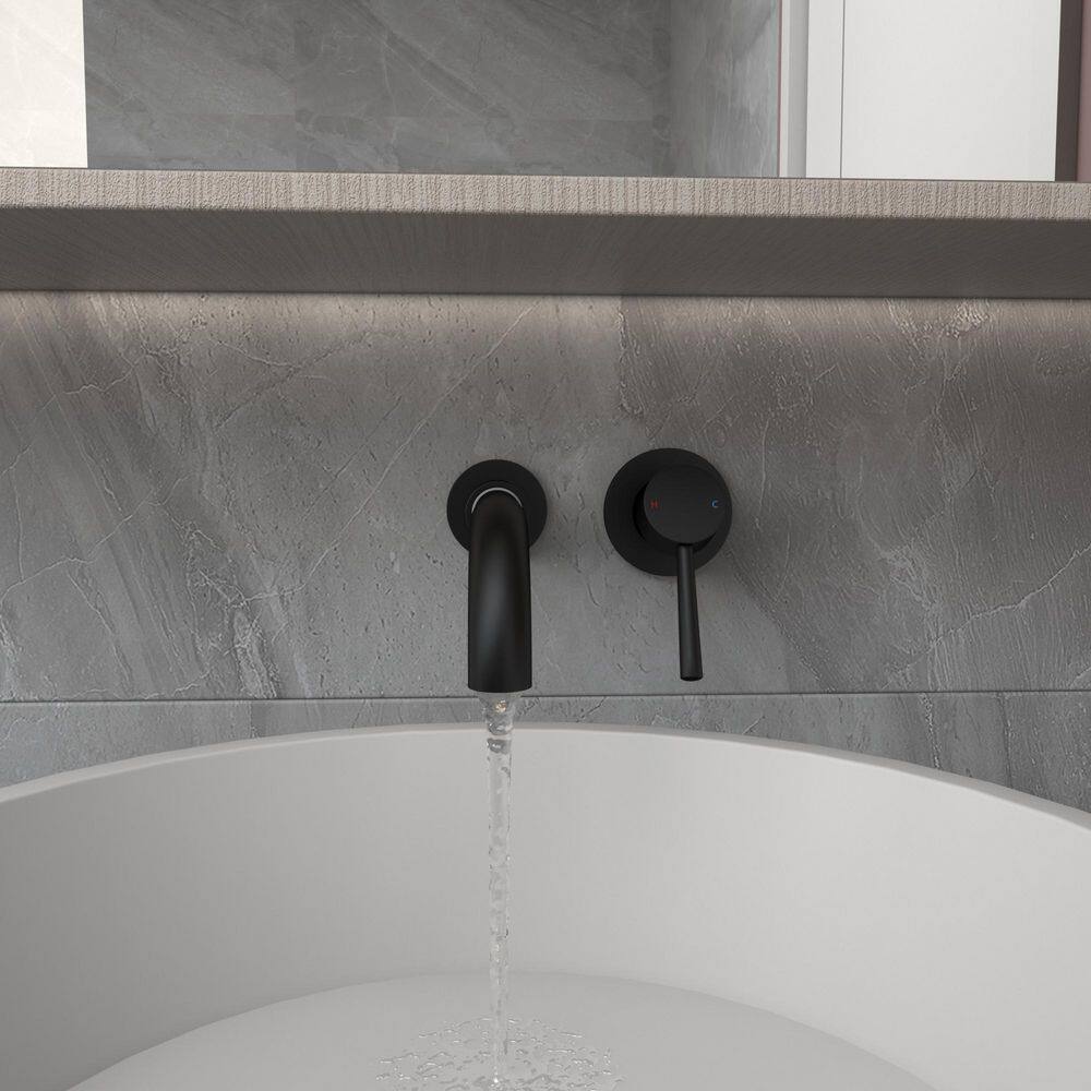 Aosspy Single Handle Wall Mounted Faucet in Matte Black AS-0909