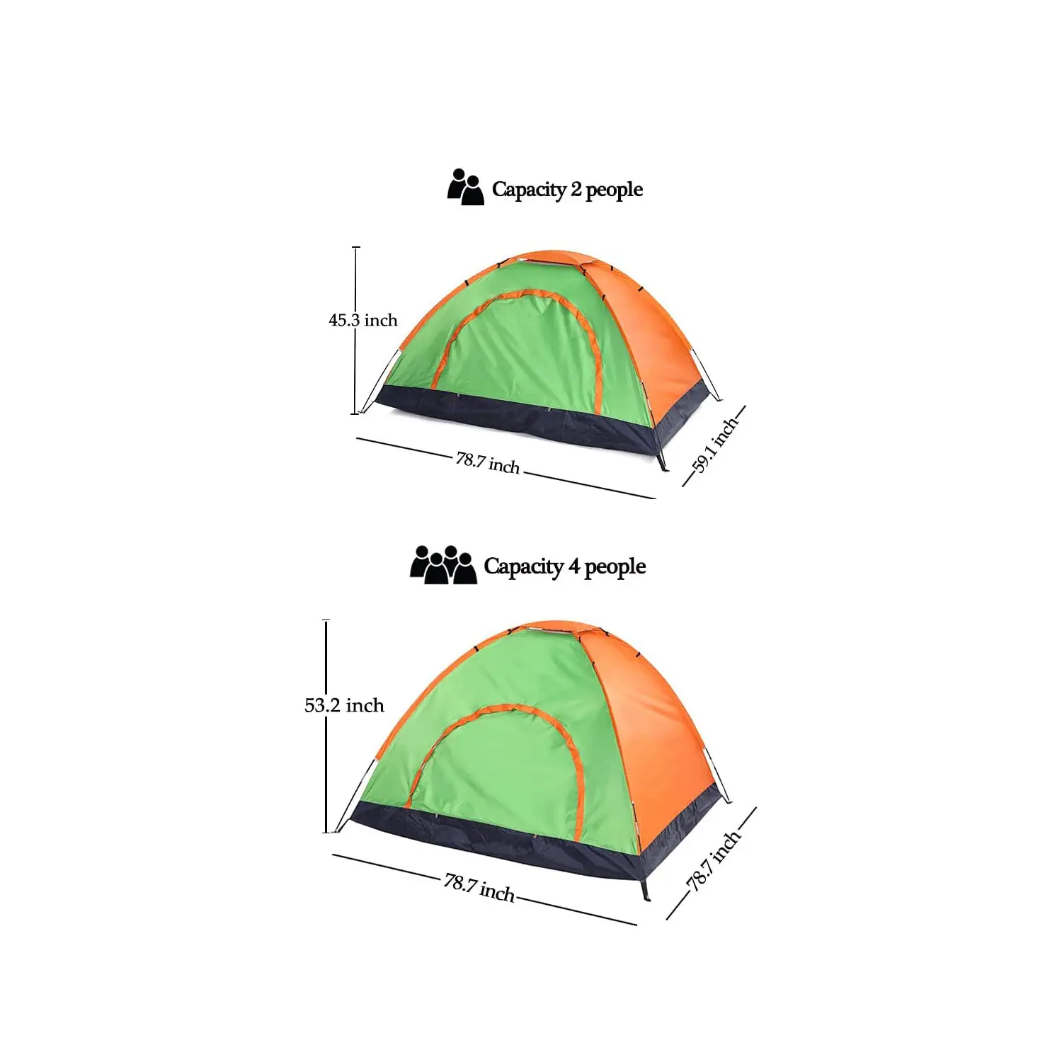 Ultralight Orange Windproof 1 2 Person Camping Tent for 4 Season Double layer Waterproof aluminum