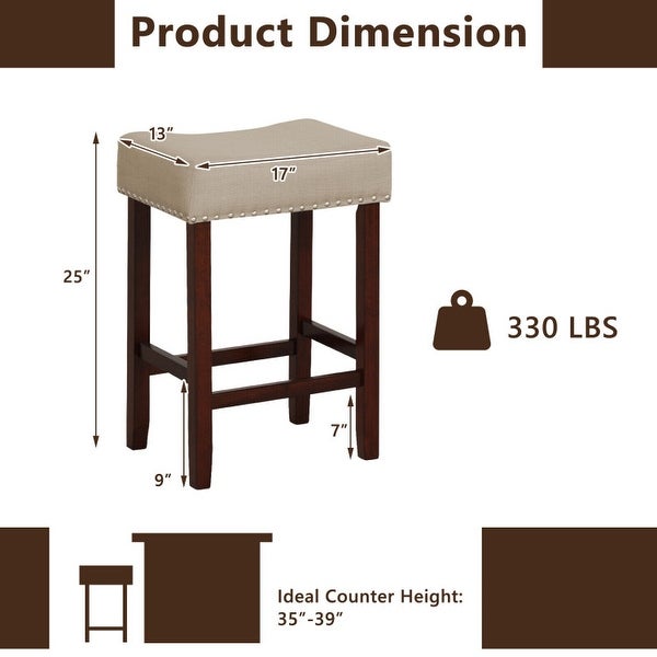 Set of 2 24 Inch Bar Stool with Curved Seat Cushions - 17