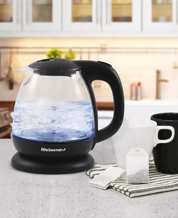 Elite Gourmet 33.8 Ounce Glass Hot Water Kettle 1000 Watts