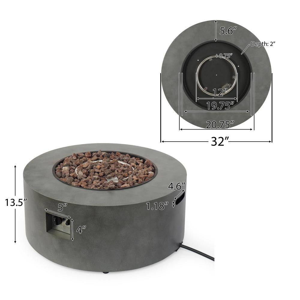 Noble House Reign Concrete Circular Metal Fire Pit (No Tank Holder) 70198