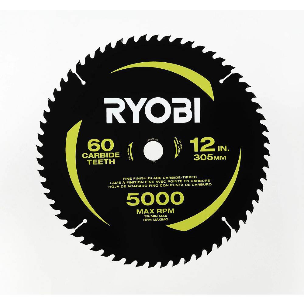 RYOBI 12 in. 60 Carbide Teeth Thin Kerf Miter Saw Blade A181202