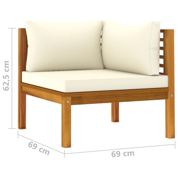 vidaXL Sectional Corner Sofa with Cream White Cushion Acacia Wood