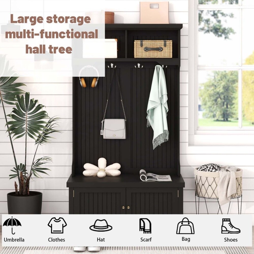 Hall Tree with Storage Shoe Bench for Entryway and Hallway