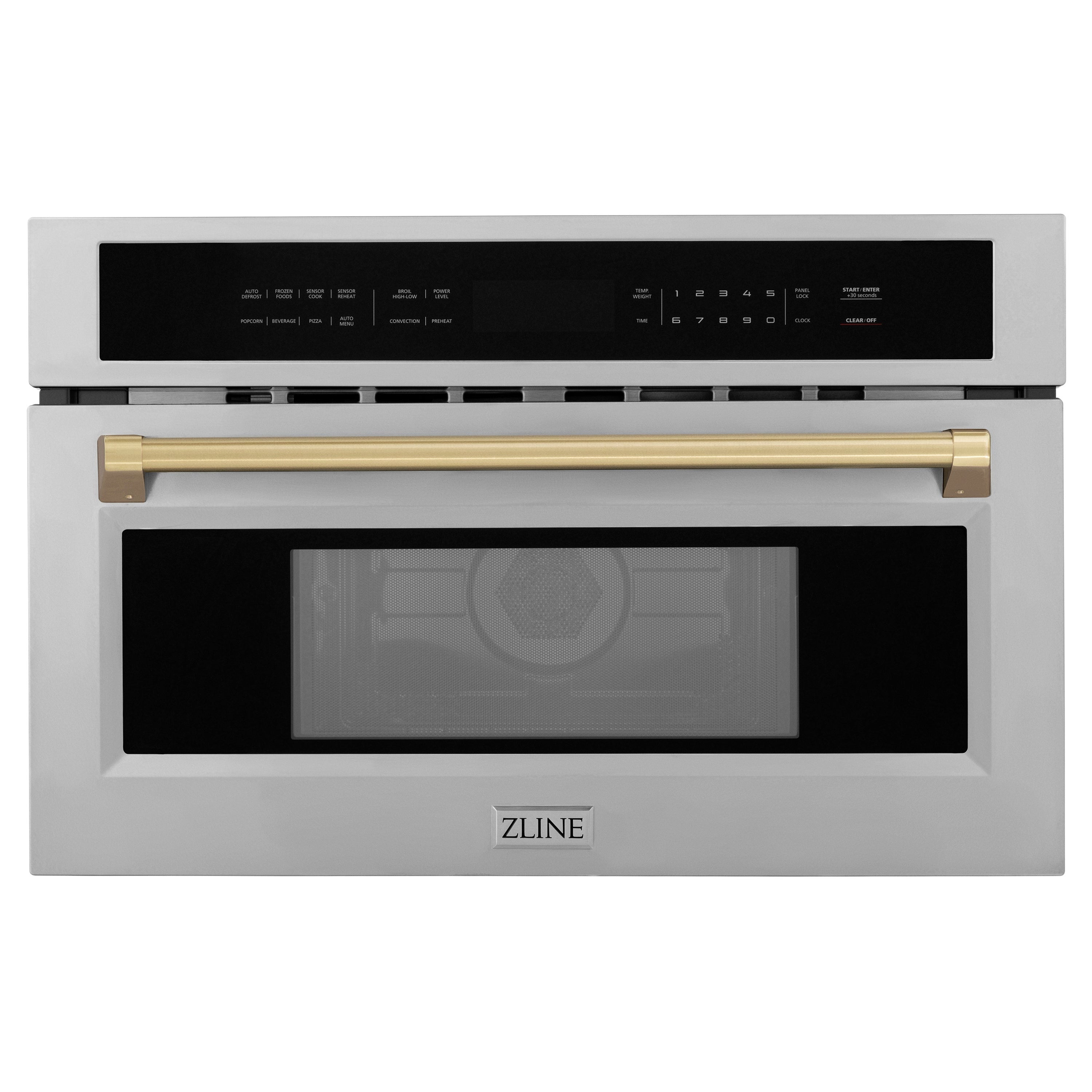 ZLINE 30” 1.6 cu ft. Built-in Convection Microwave Oven in Fingerprint Resistant Stainless Steel and Champagne Bronze Accents