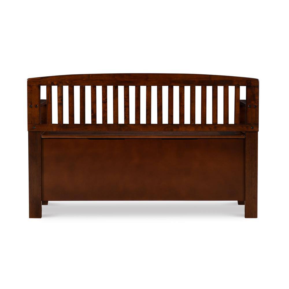 Linon Home Decor Cynthia Chinese Hardwood MDF Plywood Storage Bench in Walnut 83985WAL-01-KD-U