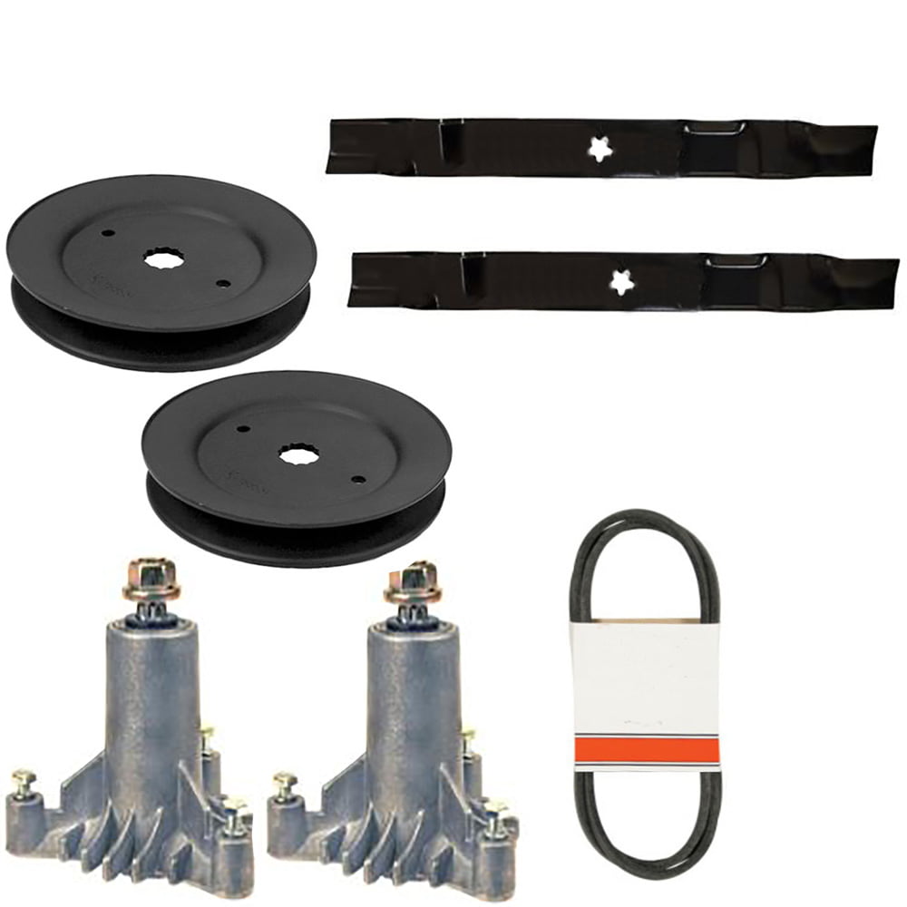 42" Deck Rebuild Kit For Craftsman Lawn Mowers LT1000 / LTX1000 w/ Two Deck Spindles Two 21" Mulching Blades ONE Deck Drive Belt (1/2" X 95"-1/2") Two Spindle Pulleys 153535