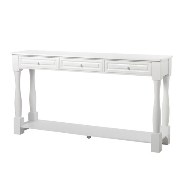 Wood Entryway Console Table with Storage Drawers and Bottom Shelf