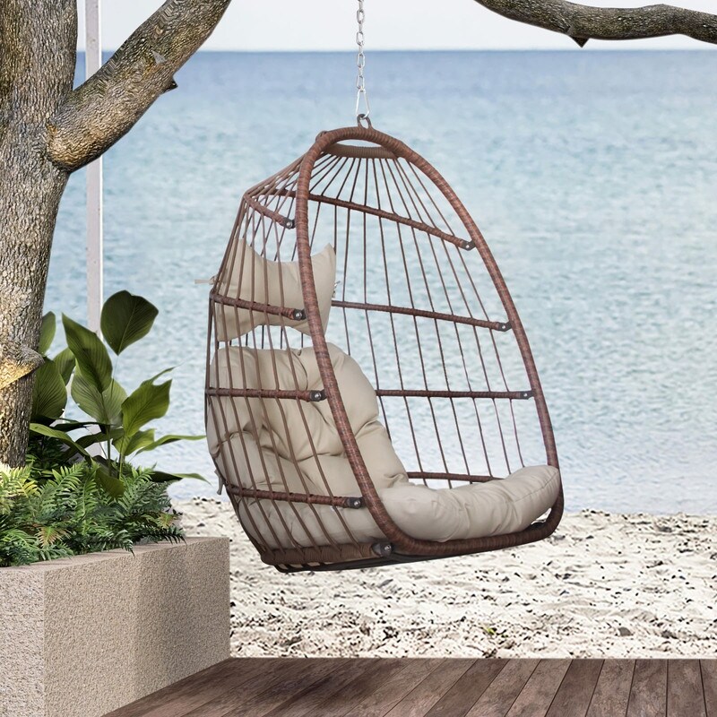 Outdoor Wicker Swing Egg Chair Without Stand