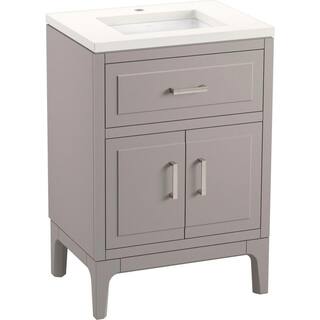 KOHLER Seer 24.125 in. W x 18.0625 in. D x 35.8125 in. H Bathroom Vanity in Mohair Grey with Quartz Top K-33551-ASB-1WT