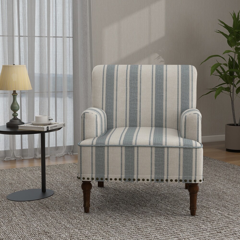 Upholstered Stripe Accent Chair Modern Armchair