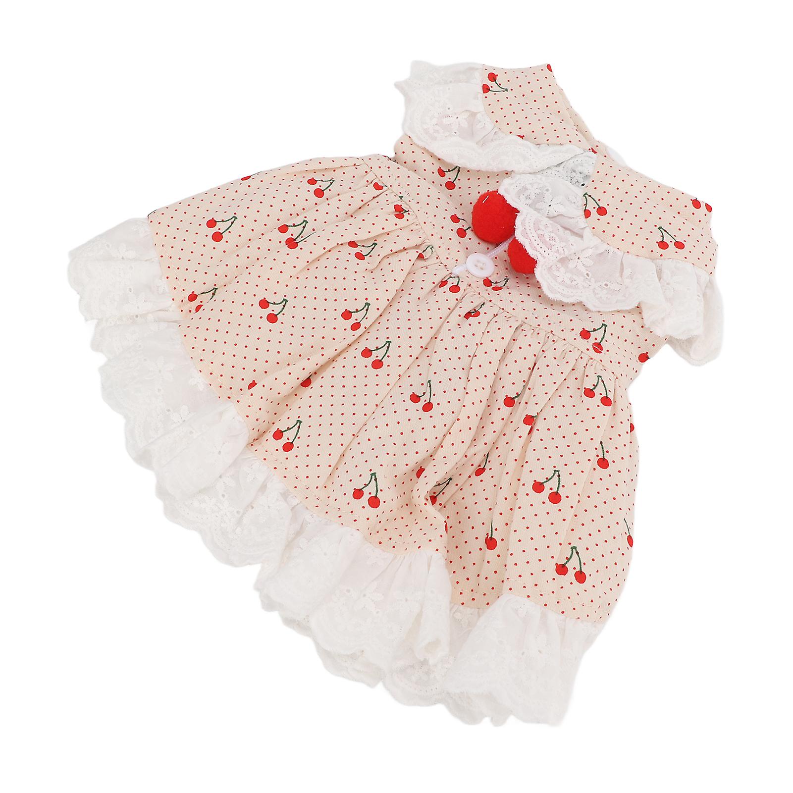 Pet Dress Cotton Breathable Soft Cherry Pattern Cute Pet Skirt For Puppy Bunny Small Pigapricot M
