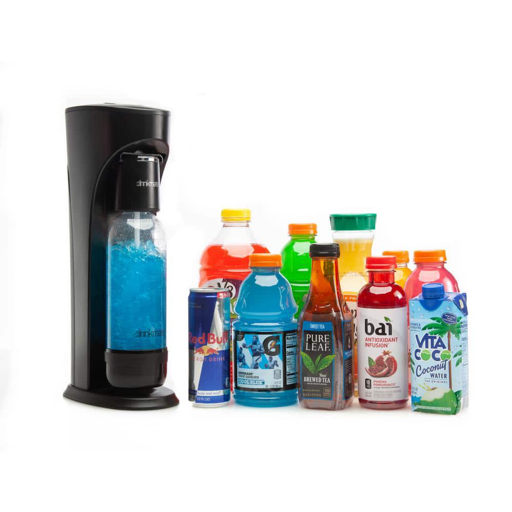 DrinkMate Matte Black Sparkling Water and Soda Maker Machine with 60L CO2 Cartridge and 1L ReUsable Bottle