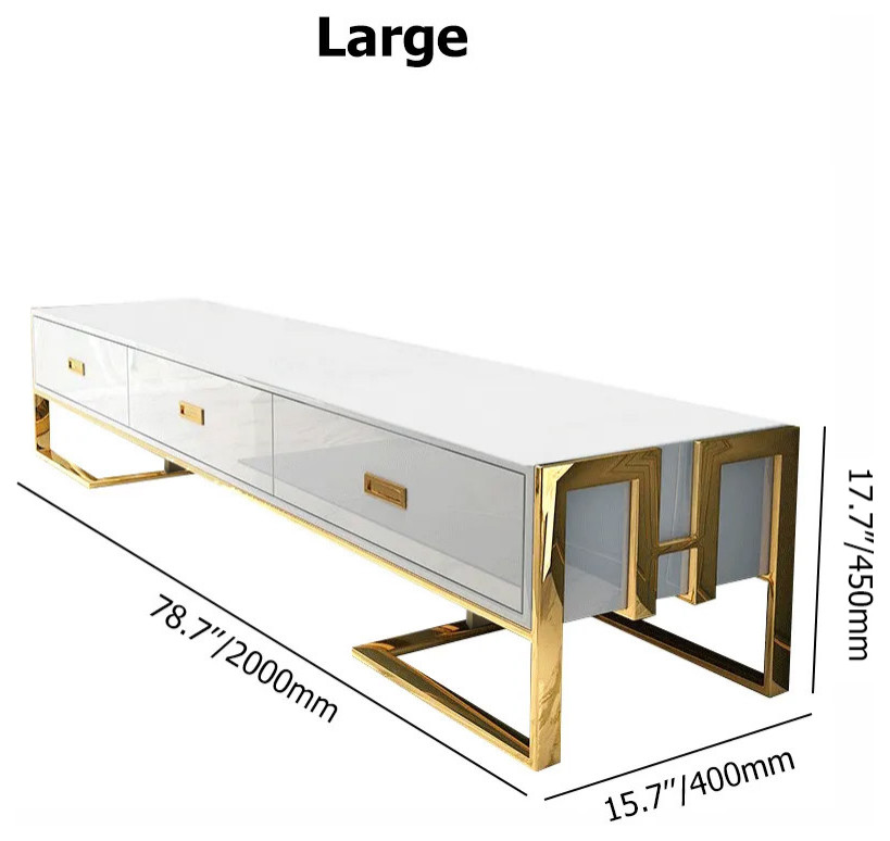 79 quotModern Jocise White  ampGold TV Stand 3 Drawers Media Console   Contemporary   Entertainment Centers And Tv Stands   by Homary International Limited  Houzz