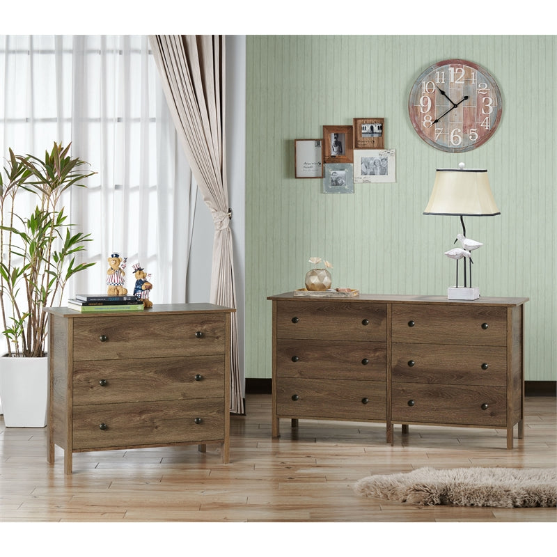 Furniture of America Reyes Rustic Wood 3-Drawer Dresser in Distressed Walnut