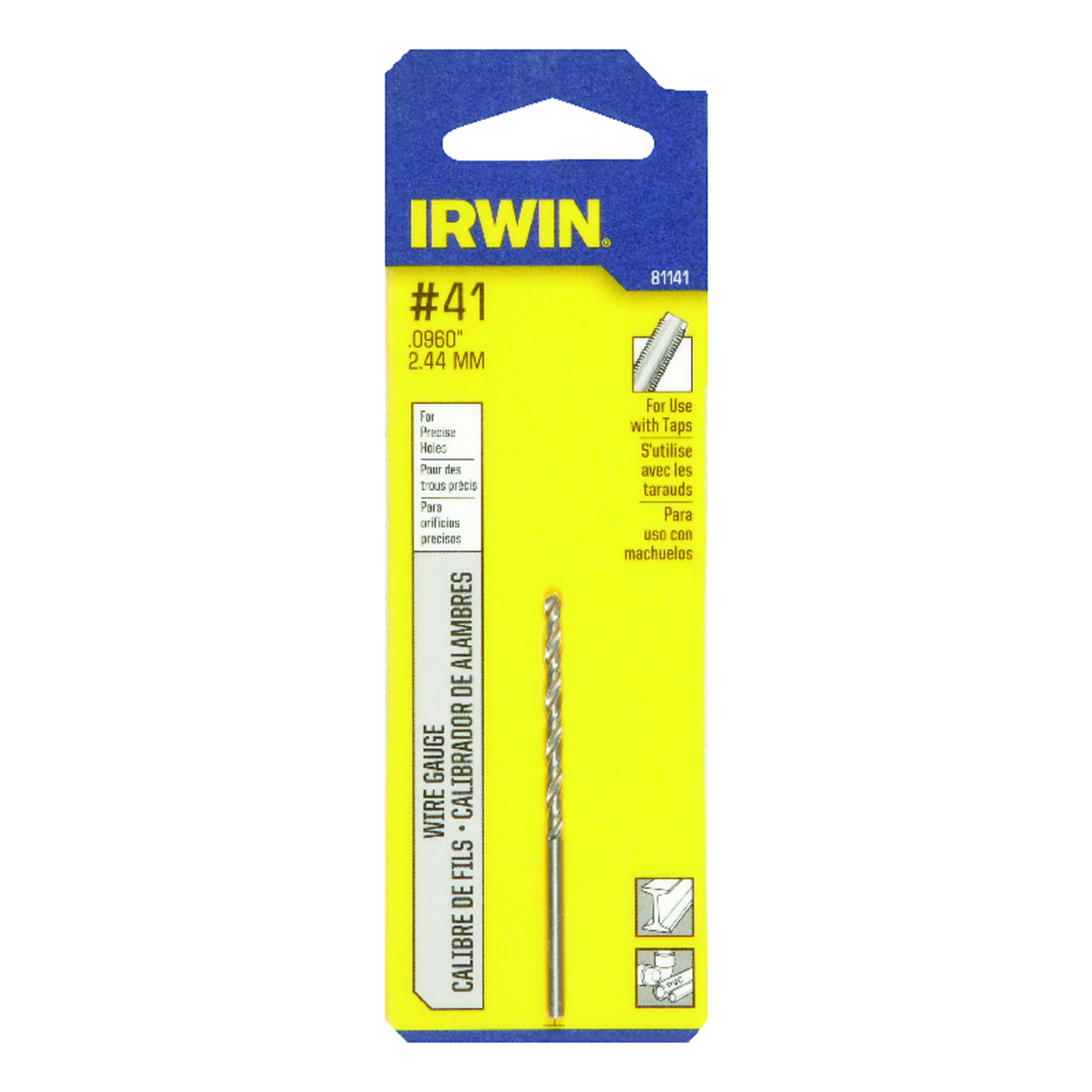 Irwin #41 X 2-3/8 in. L High Speed Steel Jobber Length Wire Gauge Bit 1 pk