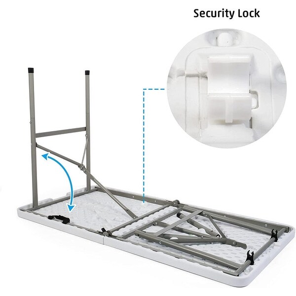 4FT FoldinHalf Camping Table White w/Handle Picnic