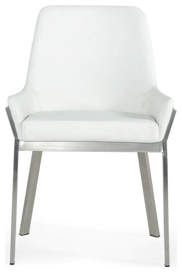 Susie Modern White and Brushed Stainless Steel Dining Chair  Set of 2   Contemporary   Dining Chairs   by V.S.D Furniture  Houzz