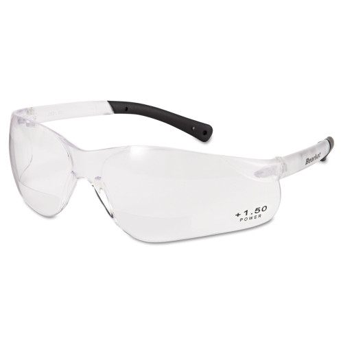 MCR Safety BearKat Magnifier Safety Glasses， Clear Frame， Clear Lens (BKH15)