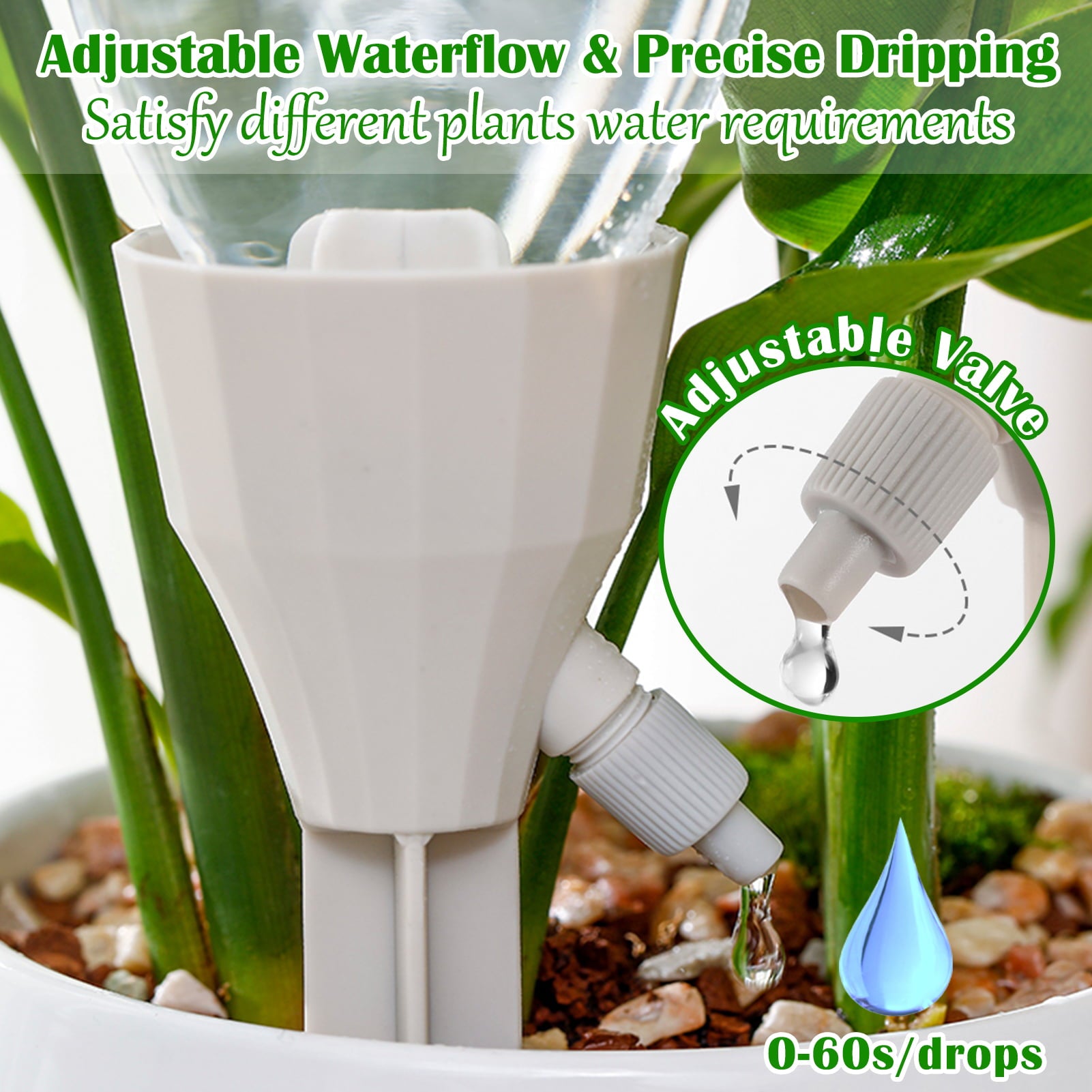 Self Watering Spikes， 12pcs Automatic Plant Watering Devices with Adjustable Value for Indoor Outdoor Plants