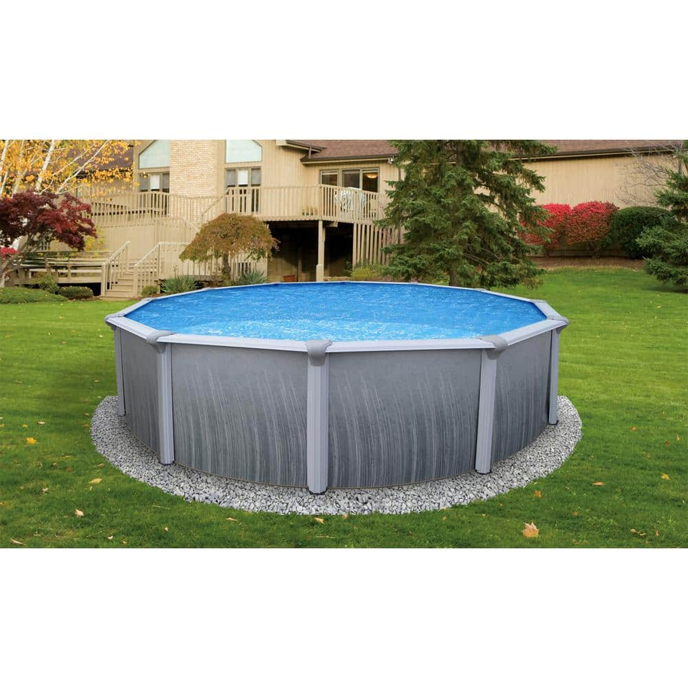 Blue Wave Martinique 24 ft. Round x 52 in. Deep Metal Wall Above Ground Pool Package with 7 in. Top Rail NB3115