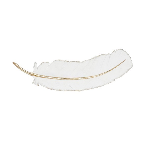 Polystone Bird Feather Wall Decor White Cosmoliving By Cosmopolitan