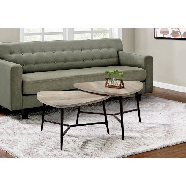 2pc Accent Table Set Taupe black Everyroom