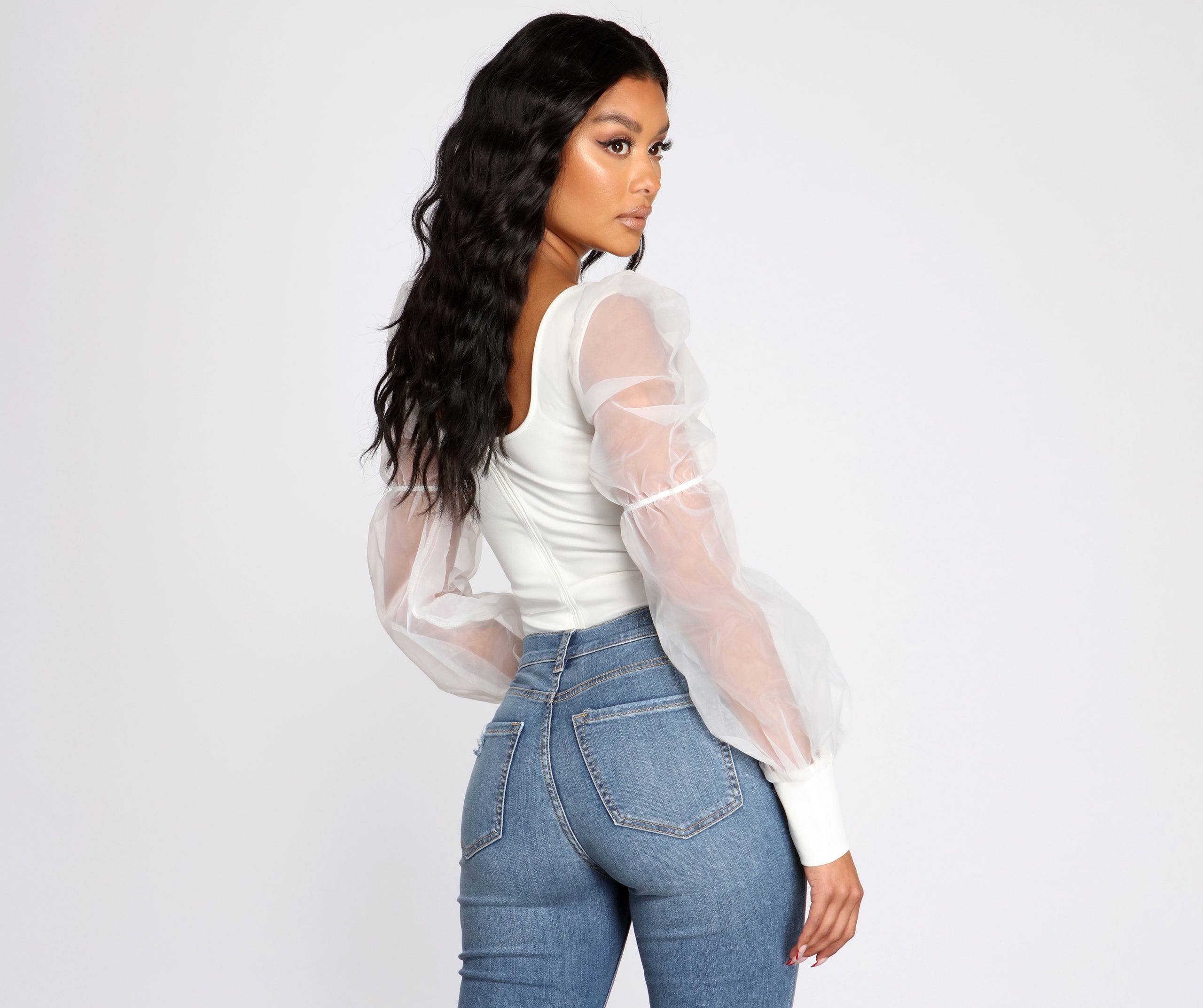 Essential Organza Puff Sleeve Bodysuit