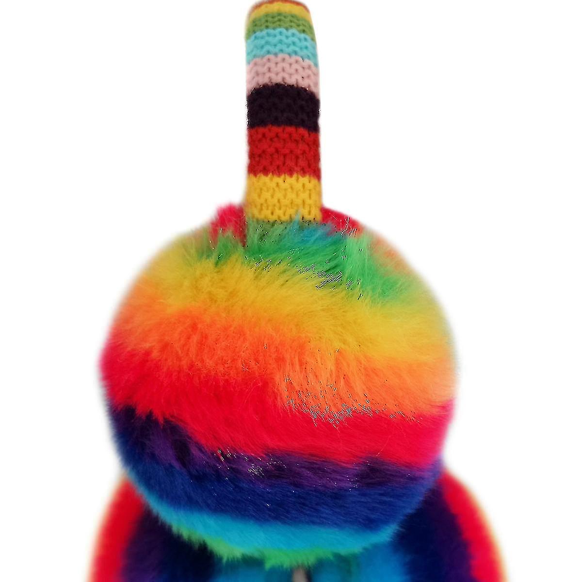 Unisex Winter Cute Rainbow Earmuffs For Kid Warm And Anti-freeze Movable Ear Cover