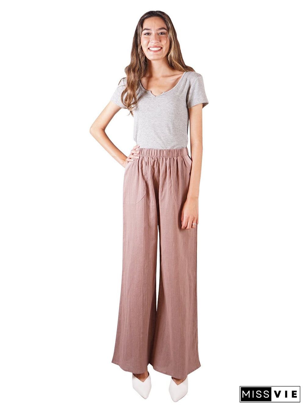 Casual Cotton Elastic Waist Pants