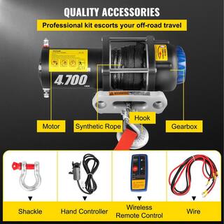 VEVOR Electric Winch 4700 lbs. Capacity Truck Winch with 180:1 Gear Ratio Wireless Remote and Corded Control for Towing SUV DDJPBHCZL4500E9R3V9