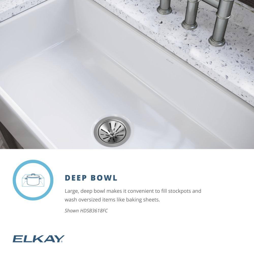 Elkay Burnham White Fireclay 36 in. Single Bowl Farmhouse Apron Kitchen Sink HDSB3618FC