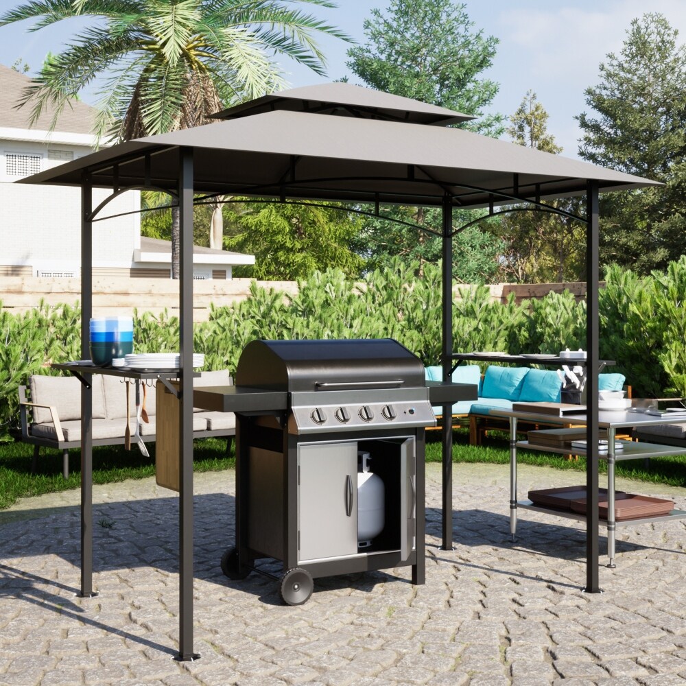 8x 5 ft Double Tiered Grill Gazebo Waterproof and Rip lock Fabric