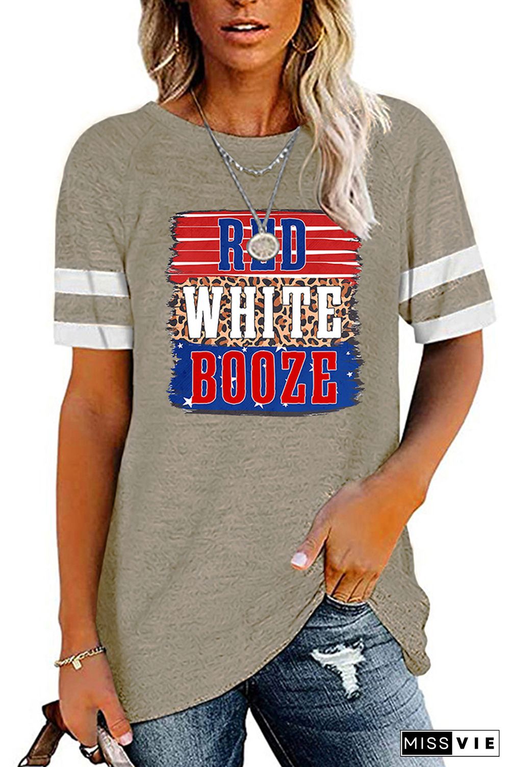 Red White & Booze Print Tee Wholesale