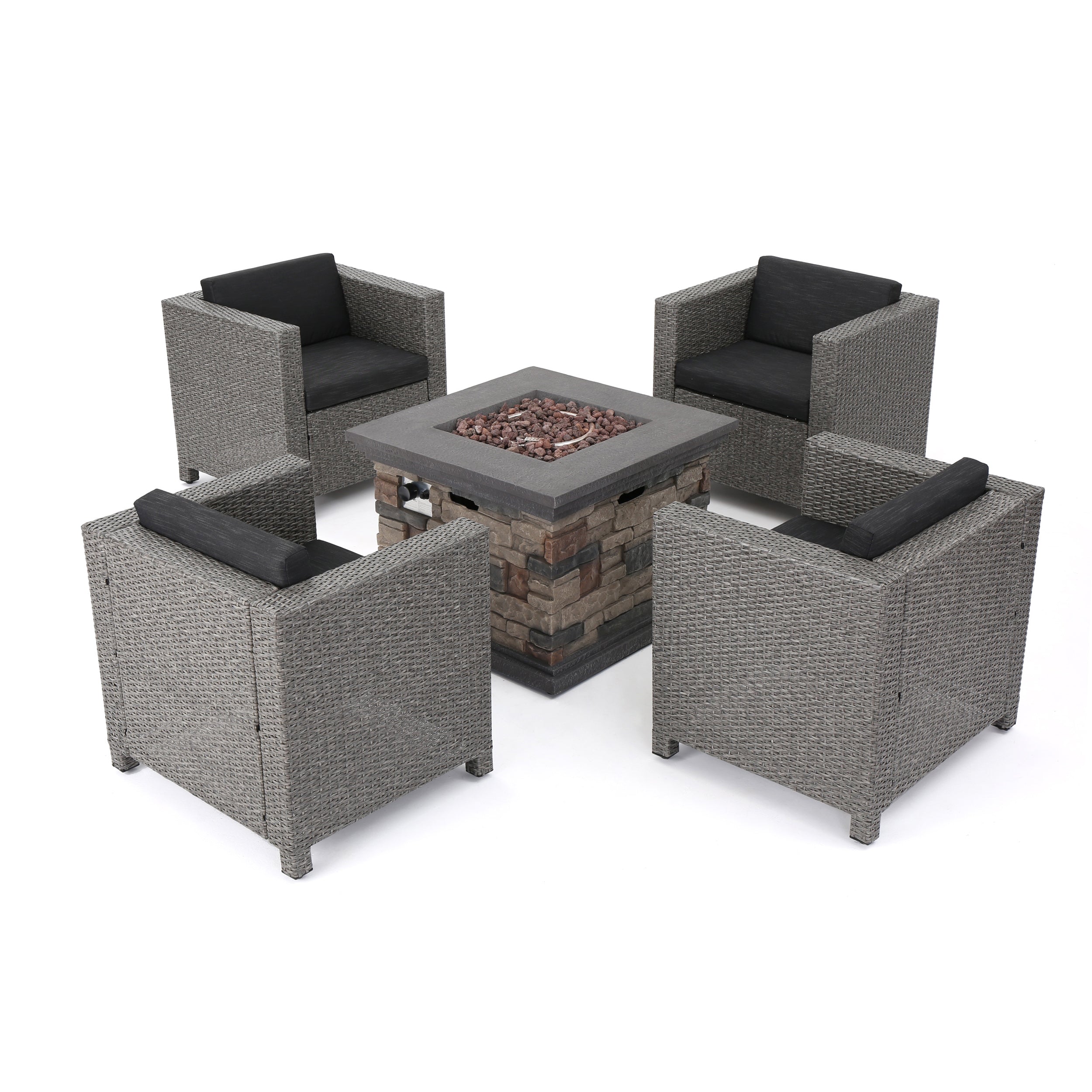 Venice 4-Seater Outdoor Fire Pit Chat Set