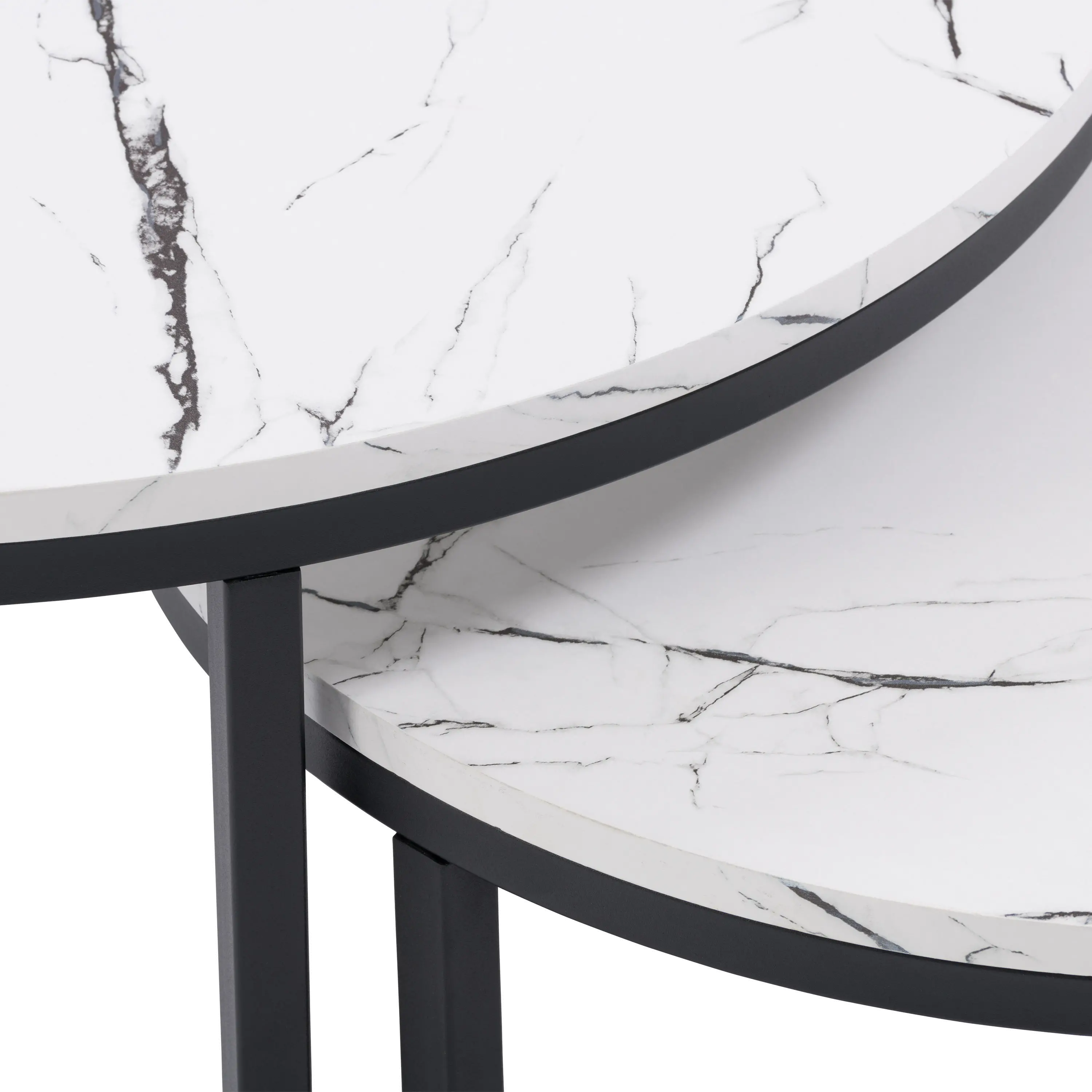 Fort Worth White Marble Nesting Coffee Table