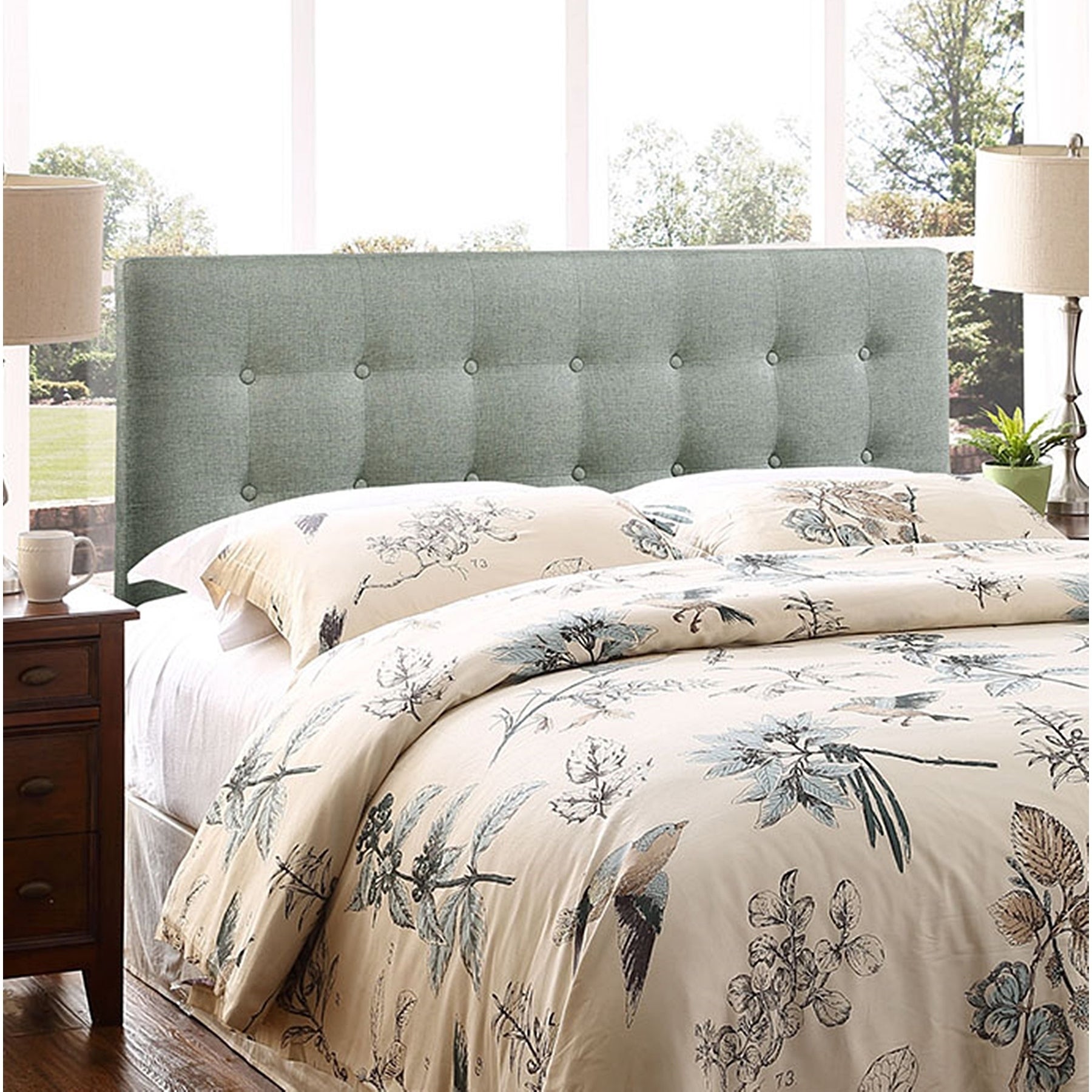 Hixson Stylish Grey Fabric Upholstered Full Size Headboard - - 22881211