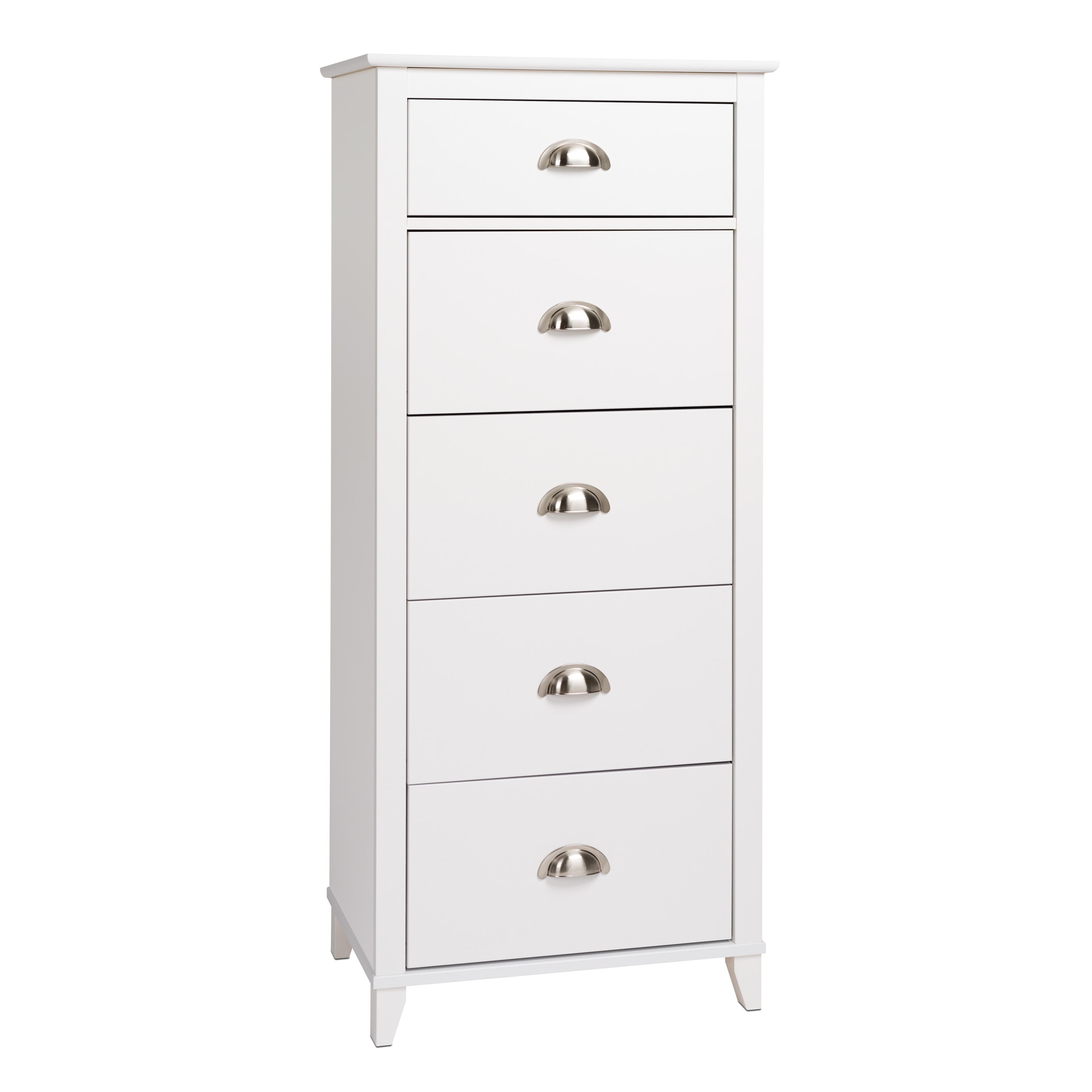 Prepac Yaletown Traditional 5 Drawer Tall Dresser, White