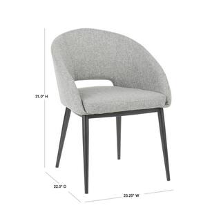 Lumisource Renee Contemporary Grey Upholstered Chair with Black Metal Legs CH-RENEE BKGY