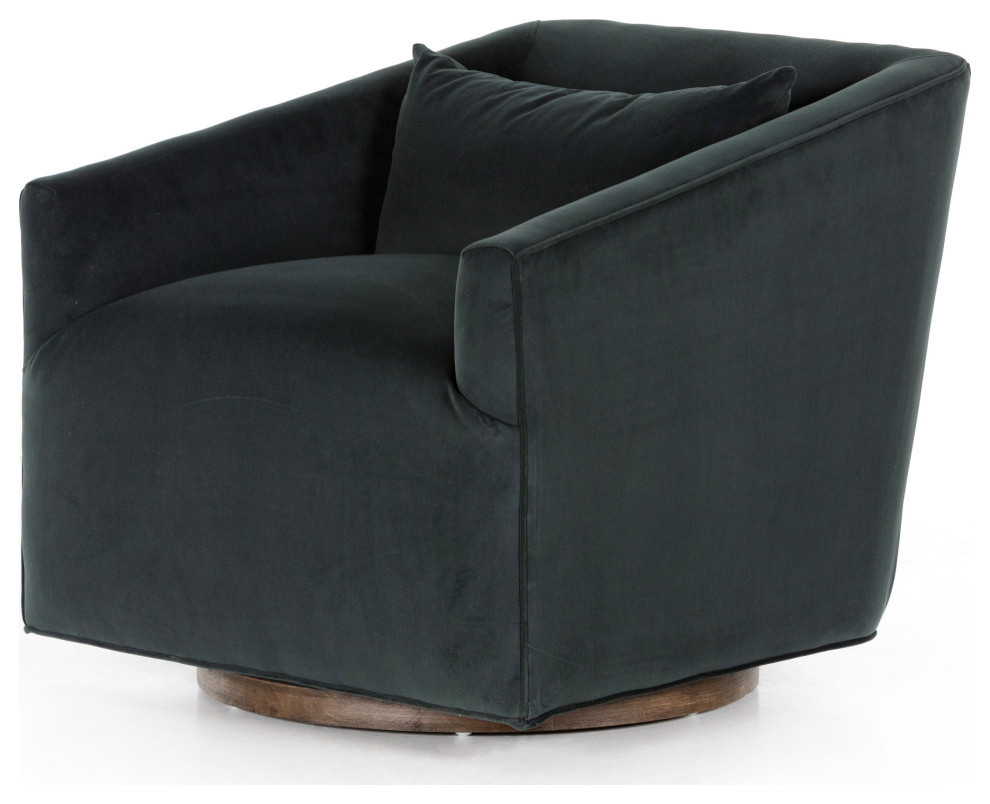 Vincent Modern Velvet Smoke Swivel Chair   Modern   Armchairs And Accent Chairs   by Virgil Stanis Design  Houzz