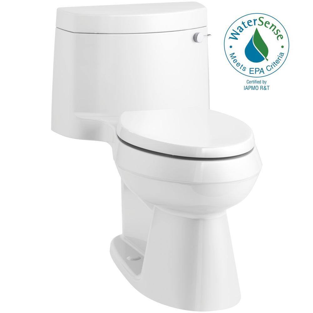 KOHLER Cimarron 1-piece 1.28 GPF Single Flush Elongated Toilet in White K-3619-RA-0