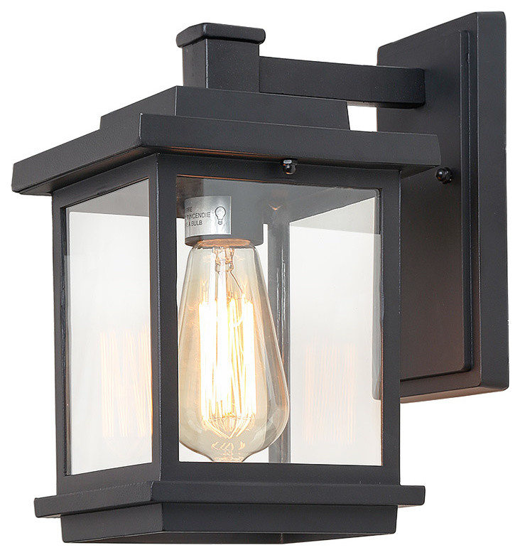 LNC 1 Light Farmhouse Matte Black Square Shade Outdoor Lighting 10.6 quotH   Transitional   Outdoor Wall Lights And Sconces   by LNC  Houzz