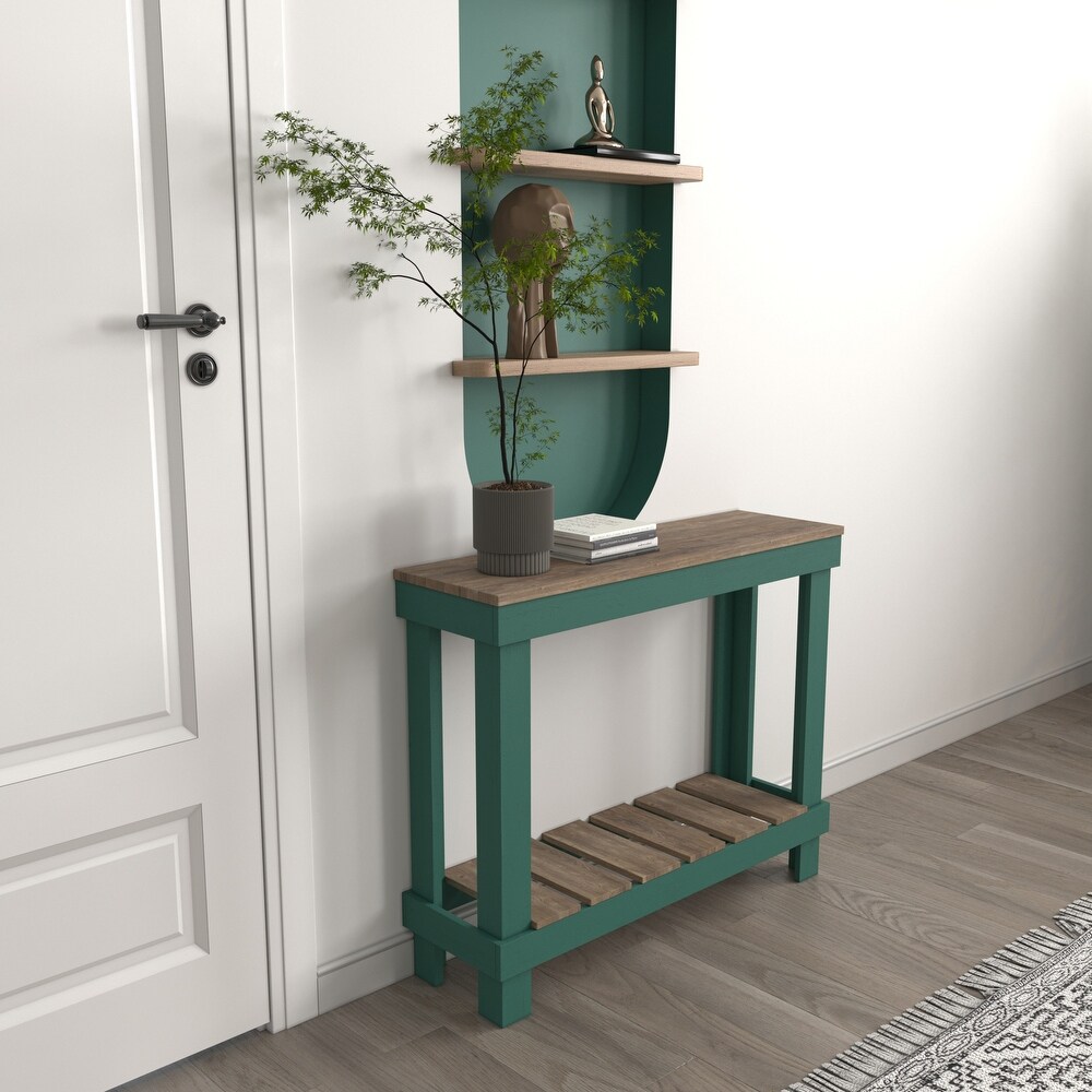 Farmhouse Rustic Wood Small Entryway Sofa Table