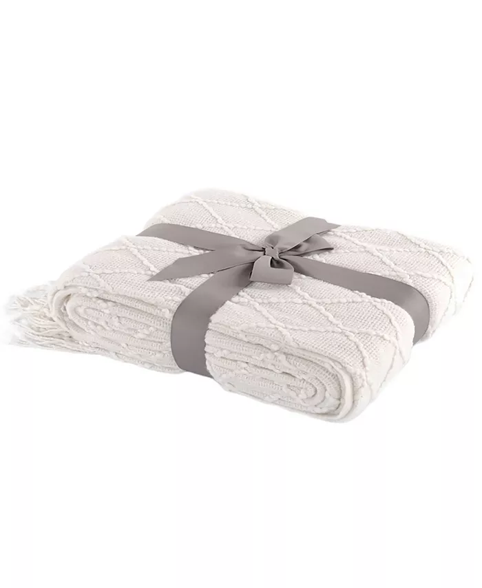 Battilo Home Knit Diamond Patterned Throw， 50