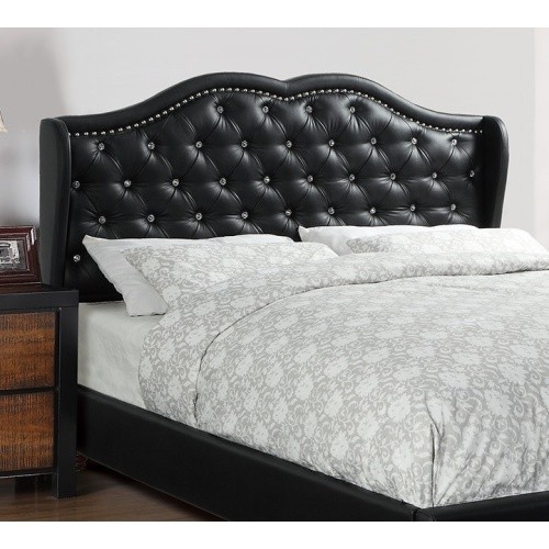 Queen Size Bed 1pc Bed Set Black Faux Leather Upho...