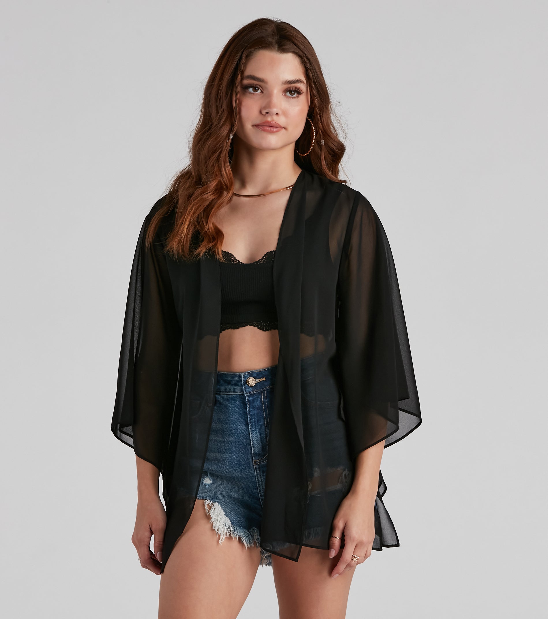 Sheer Secrets Chiffon Short Kimono