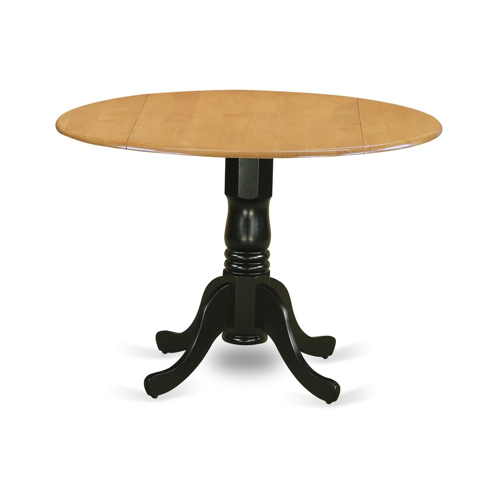 East West Furniture Dublin Dining Room Table   a Round kitchen Table Top with Dropleaf   Pedestal Base  Finish Options)